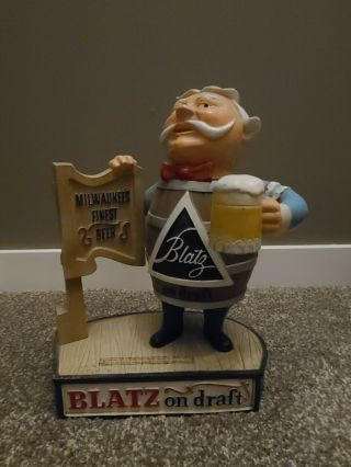 Vintage Blatz On Draft Beer Statue Barrel Man Milwaukee 