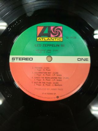 Led Zeppelin III 3 Vinyl LP Record Album Atlantic SD 7201 Gatefold Spin Wheel EX 2