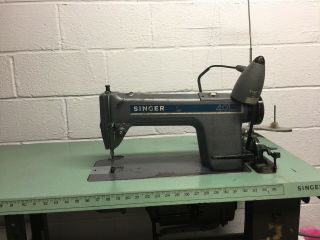 Vintage Electrical Industrial Singer Sewing Machine With Table Ad678546