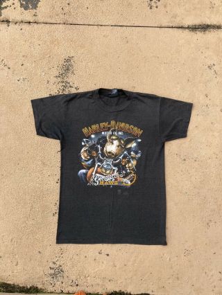 1989 Harley Davidson Hawg El Paso Texas Vintage T - Shirt Med 3d Emblem