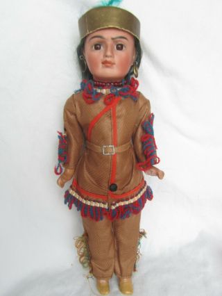 Vntg German Bisque Bahr & Proschild 244 American Indian Doll - All 12 "