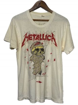 Vtg 80s Metallica Pushead “one” Graphic T Shirt Sz L Screen Stars White Landmine