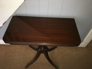 Mahogany Sheraton Style Flip Top Card Game Dining Table Console Antique Vintage 3