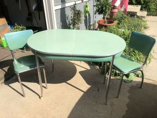 Vintage 1950’s Formica Green Kitchen Table & 2 Chairs