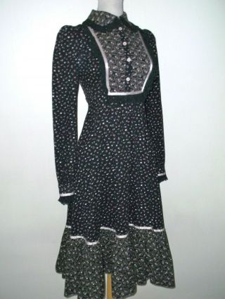 Vintage 1970 ' s GUNNE SAX Calico Prairie Dress S 3