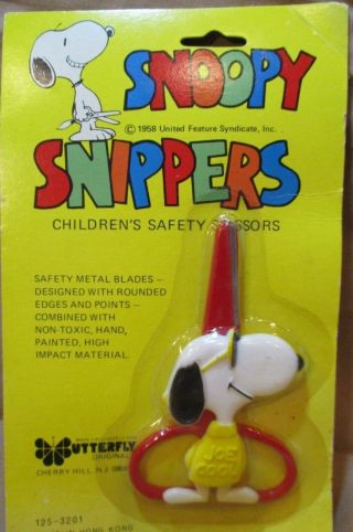 Rare Vintage Peanuts Snoopy Joe Cool Safety Scissors Butterfly Mip Nos