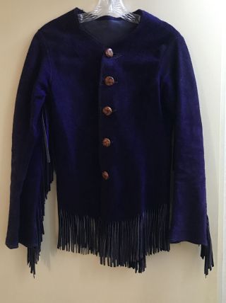 East West Musical Instruments Co Fringed Leather Jacket Purple Suede Xs