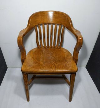 Vintage Mission Solid Oak Wood Banker/office Arm Chair Antique Gunlocke Style B