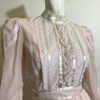 True Vintage 1980s Pink Victorian Revival Gunne Sax Maxi Dress 2