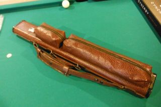 Vintage Leather Brunswick Pool Cue Case By Its George.  2x4.