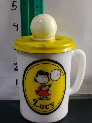 Vintage Avon Peanuts Lucy Milk Glass Mug