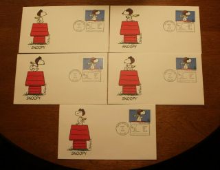 Nos 2001 Fleetwood Schulz Peanuts Snoopy Red Baron First Day Of Issue Envelopes