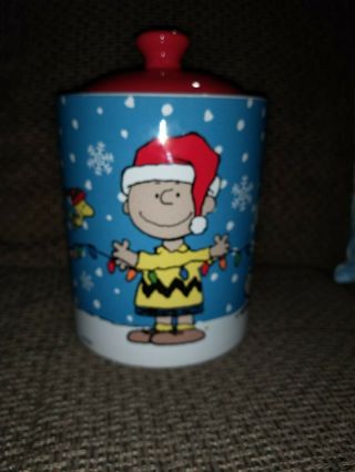 Peanuts Snoopy Charlie Brown Ceramic Cookie Jar.  Gibson