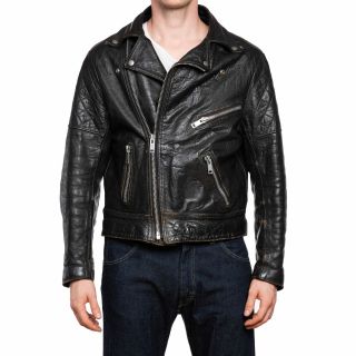 Vintage Belstaff Black Leather Motorcycle Jacket Size L