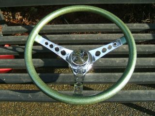 Vintage Green Metal Flake Steering Wheel Rat Rod Custom
