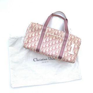 Christian Dior Vintage Small Boston Bag Trotter Monogram Canvas Pvc Pink Auth