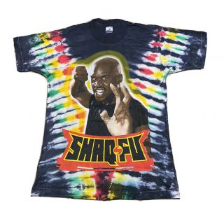Vintage 90s Fruit Of The Loom Shaq Fu Game Promo Tie Dye Graphic T Shirt Size M