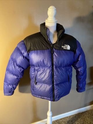 Vintage 90s North Face Nuptse Puffer Down Jacket Womens Purple Puffy