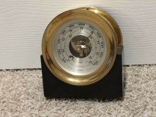 Vintage Chelsea Brass Barometer With Stand