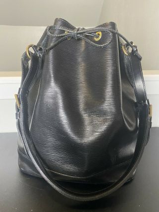 Authentic Louis Vuitton Noe Black Epi Leather Shoulder Tote Bag Purse Vintage