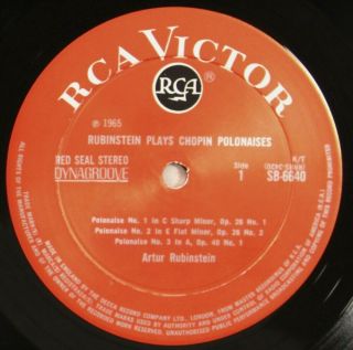 UK RCA SB 6640 1st ed.  Rubinstein,  Chopin,  Polonaises 1 - 6 = LSC 7037 2
