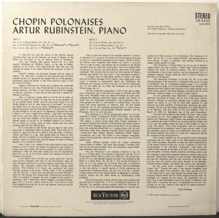 UK RCA SB 6640 1st ed.  Rubinstein,  Chopin,  Polonaises 1 - 6 = LSC 7037 3