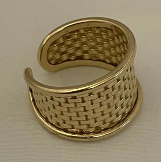 Vintage Italian 14k Gold Cuff Ring Woven Design 3.  7 Grams