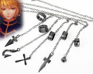 Anime Hunter X Hunter Kurapika 5 Ring & Charms Chain Bracelet Cosplay Props