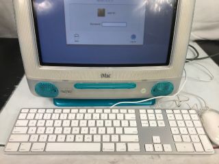 Vintage Apple iMac G3 M5521 1999 Blueberry Blue Mac OS X With Keyboard & Mouse 2