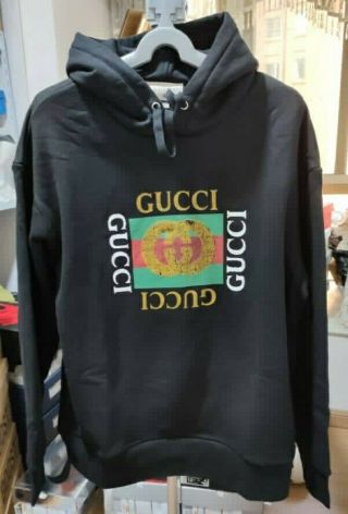 Gucci Hooded Sweatshirt With Vintage Distressed G Logo Size Xl