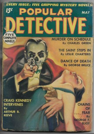 Vintage Pulp Popular Detective May 1935 The Saint Leslie Charteris Bergey Cover