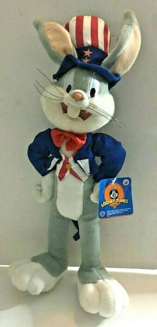 Vintage Patriotic Bugs Bunny Nanco Looney Tunes Rabbit Plush Stuffed Animal 16”