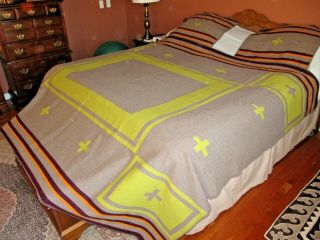 Vtg Pendleton King Blanket & Matching Shams,  Reversible Made In The Usa