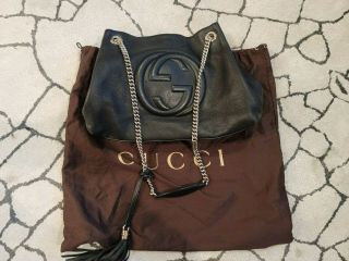 Authentic Vintage Gucci Black Leather Handbag