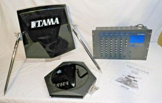 Vintage 1985 Tama Techstar Ts5306 Analog Drum Brain,  2 Tama Techstar Drumpads