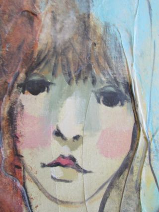 VTG Mid Century 60 ' s/70 ' s Carol Dahl Oil Painting Female Twin Portrait 4