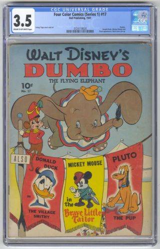 Four Color Comics (series 1) 17 Cgc 3.  5 Vintage Dell Dumbo Disney Mickey Pluto
