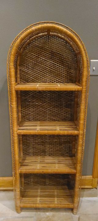 Vintage Wicker / Rattan Shelf | Cabinet | Handmade,  | 60x22x12