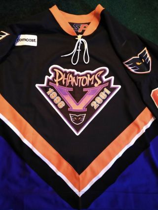 Vintage Sp Philadelphia Phantoms Ahl Hockey Jersey Size 56 Black Autographed 6