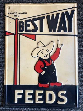 Vintage,  Bestway Feeds Metal Sign,  1940 