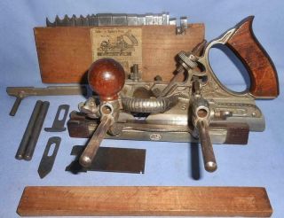 Vintage Stanley No 45 Combination Plane W/ Box Of Cutters & Accessories