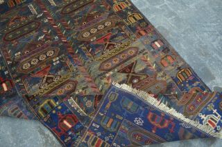 F1280 Handmade Vintage Rug/Afghan Tribal Baluchi War Rug Top Tang Rug 3 ' 10 x 6 ' 6 5