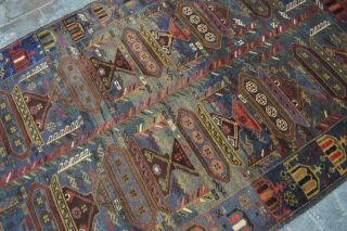F1280 Handmade Vintage Rug/Afghan Tribal Baluchi War Rug Top Tang Rug 3 ' 10 x 6 ' 6 6