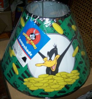 Vintage 1997 Daffy Duck Looney Tunes Lampshade Green 5x13x9  Gold Coins Mine