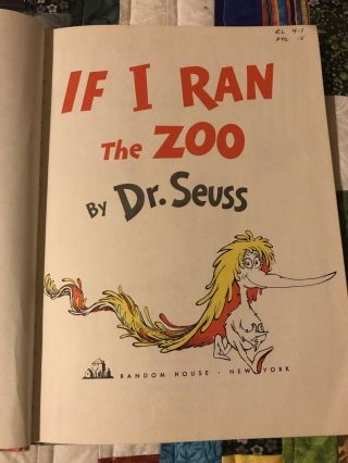 If I (Ran) The Zoo by Dr.  Seuss - Banned Hardcover - Vintage Book Club Edition 3
