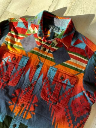 Rare Vintage Polo Ralph Lauren Aztec Shirt Size M Chamois Indian Western Rrl