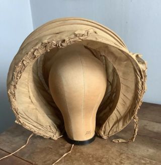 Rare 1790 Antique Calash Folding Bonnet,  Hand Sewn Women 