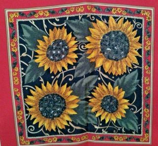 Vintage Hermes Paris Sunflowers Ladies Scarf Wrap,  35 " X 35 " C