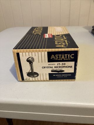Vintage ASTATIC Model JT - 30 Crystal Microphone w/ Stand Orig Box, 3