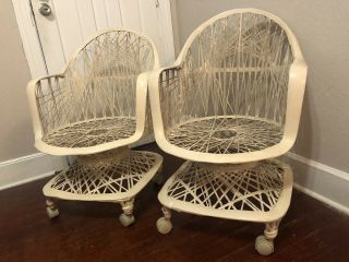 Vintage Mid Century Modern Spun Fiberglass Russell Woodard Patio Chairs Set Of 2